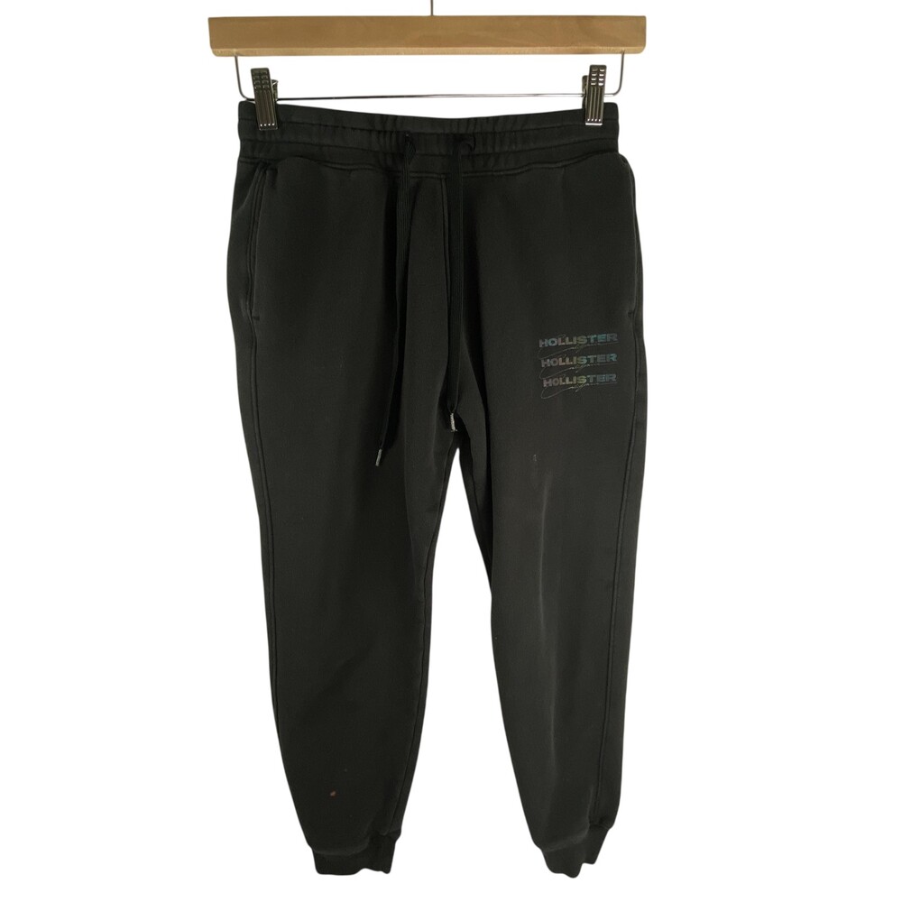 Hollister Jogger Pants Mens Small 27x27 Black Fleece Sweatpants Logo California